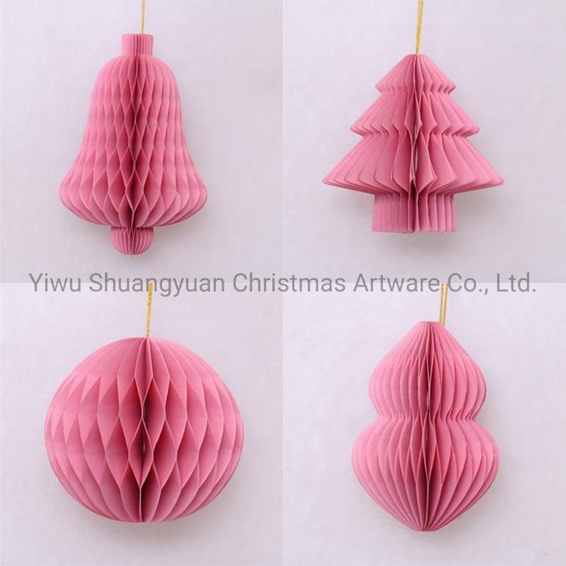 Christmas Paper Honeycomb Bell for Holiday Wedding Party Decoration Supplies Hook Ornament Craft Gifts