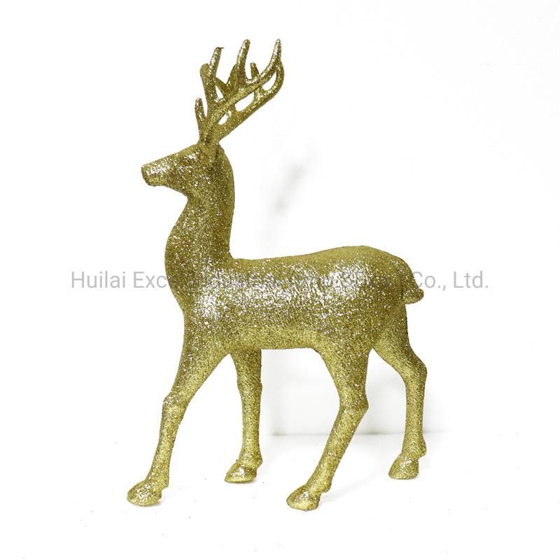 Christmas Reindeer Ornament Standing Reindeer Glitter Animal Elk Christmas Decoration