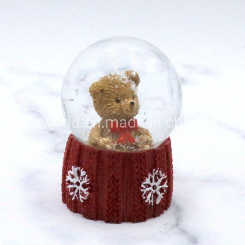 Creative Polyresin Bear Snow Global Christmas Gift Snowdome Home Decor