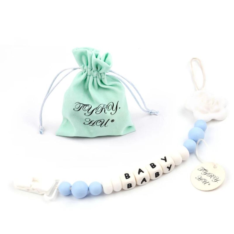 Pacifier Clip Baby Silicone Teething Beads Paci Holder Soothie Clips Teether Toy Chewbeads Baby Birthday Shower Gift