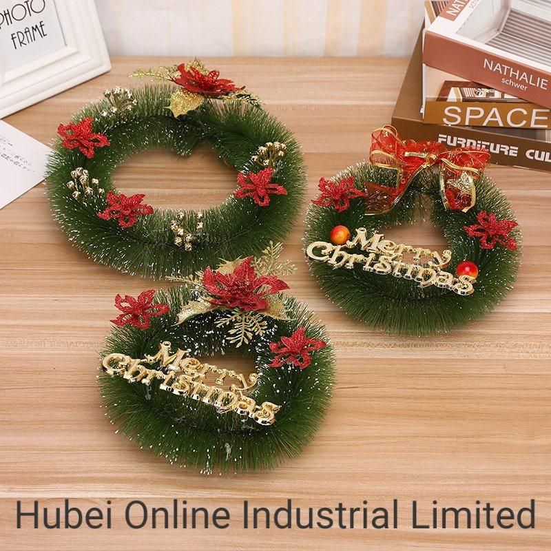 20cm China Artificial Christmas Wreath Flocked with Mixed Decorations Shop Window Prop Background Wreath