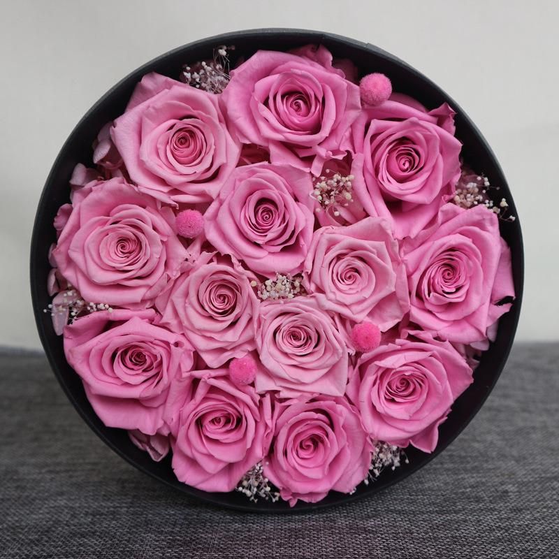 2018 New Design Romantic Valentines′ Day Gift Preserved Roses Flower 13 Roses in Round Gift Box for Wife or Girlfriend