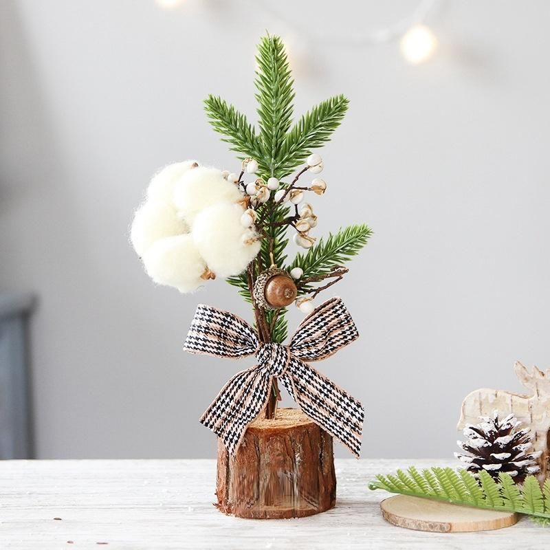 Small Tabletop Christmas Tree with Red Berries Desk Decorations