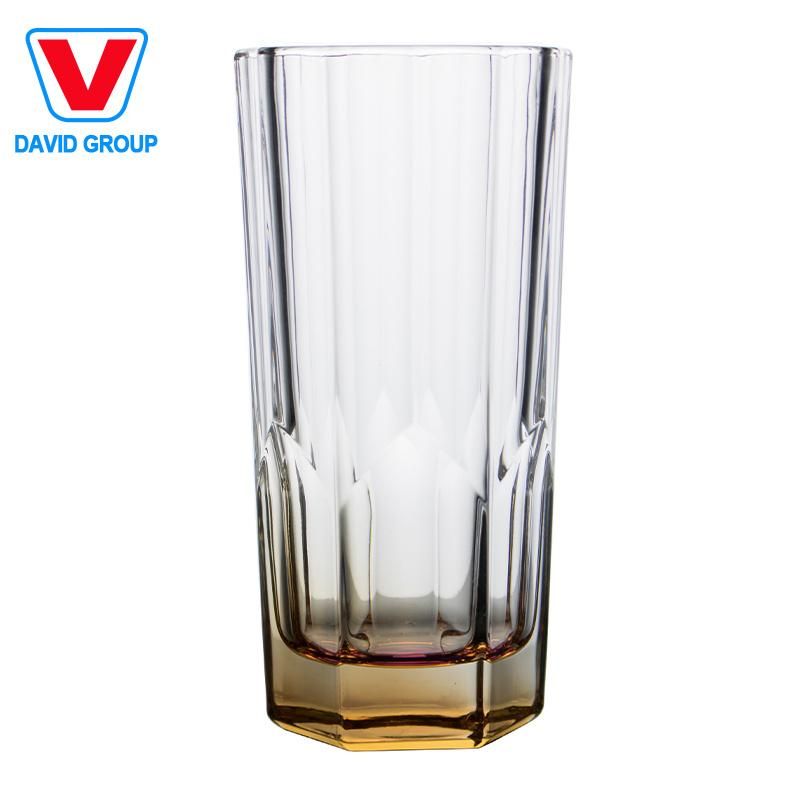 Fashion and Popular Glass Cup with Square Embossed for Wine Bar