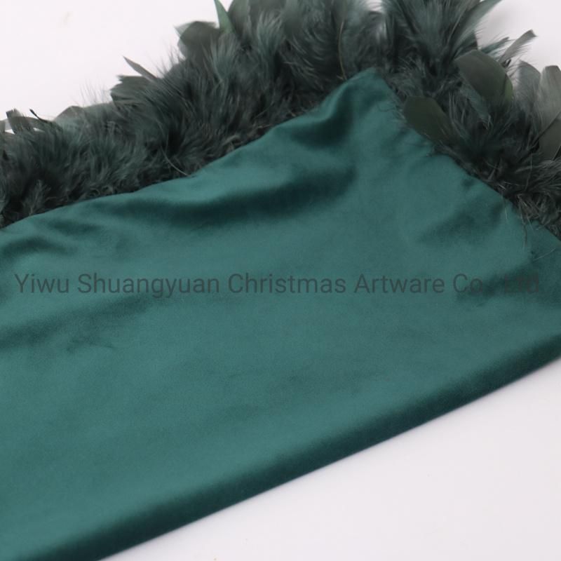 New Design Christmas Bolster Pillow with Feather for Holiday Wedding Party Home Decoration Hook Ornament Craft Gifts