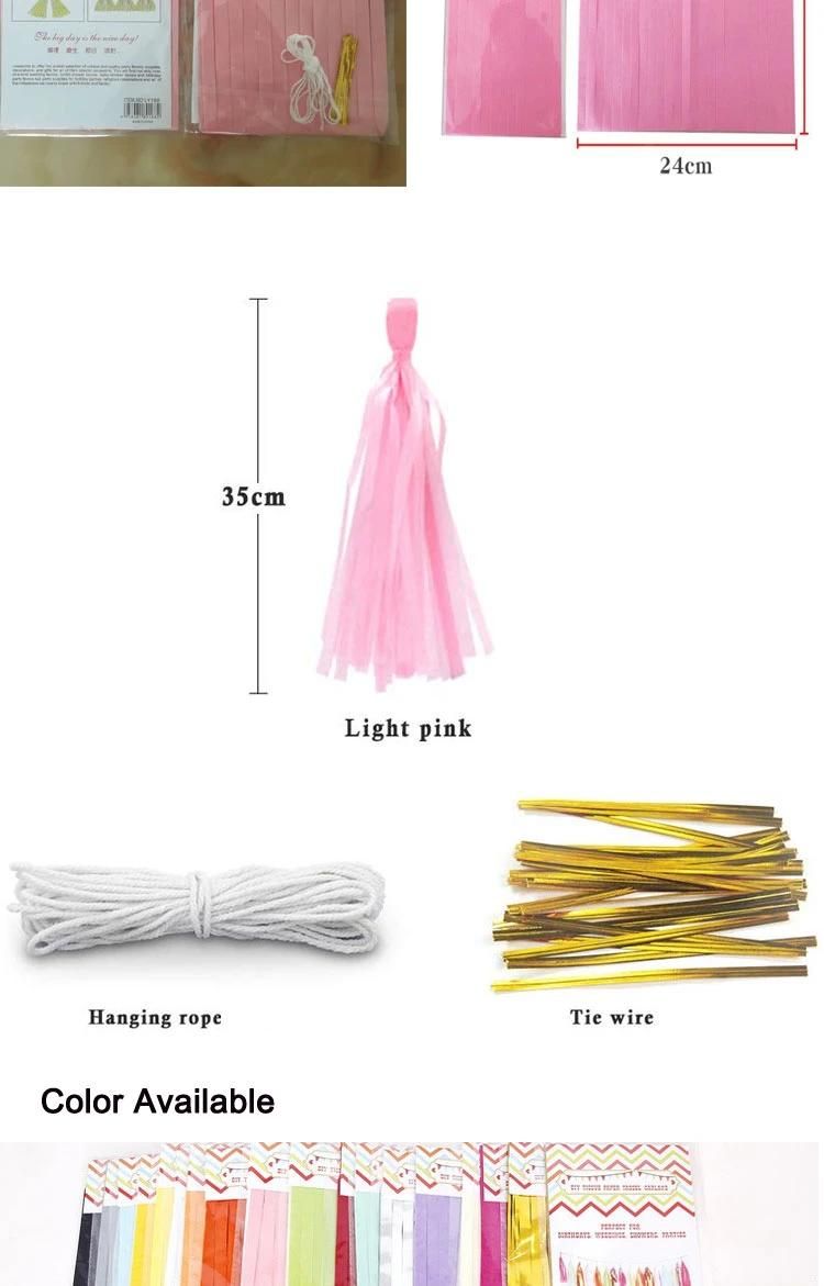 DIY Decoration 14in 30PCS Sage Green Teal Gold Assorted Colors Paper Tissue Tassel Garland Wedding Baby Shower Birthday Event Party