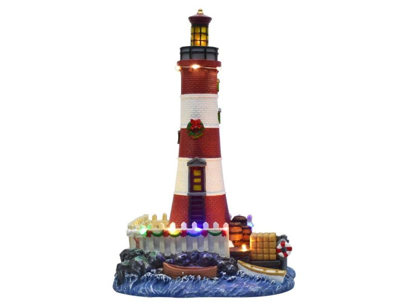 New Arrival Designs of Christmas Lighthouse with LED Lights with 8 Songs Music for Living Room Decorations