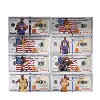 The Superstar Sliver Kobe Custom Waterproof Colorfast Foil Plated Prop Money Sliver Plated Banknotes Money