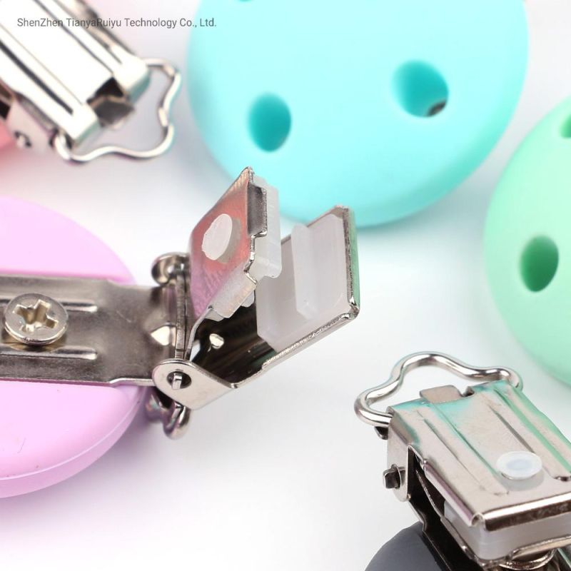 Round Silicone Pacifier Clip Silicone Teething Bead Baby Clip Accessories Clip Clasp Toy DIY Pacifier Chain Tool