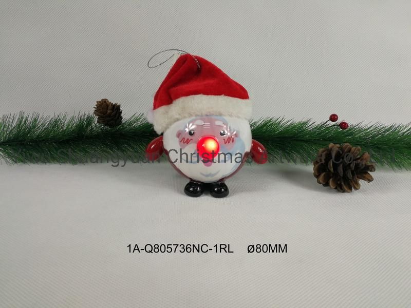 Polyfoam Santa Clause Shaped Ball with Hat and LED Lights for Christmas Decoration