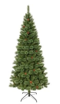 7FT Green PVC &amp; Pine Needle Mixed Tips Christmas Tree with Pine Cones