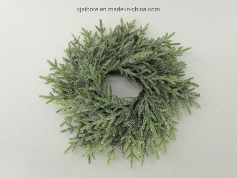 Christmas Pine Wreath Plastic Artificial Plant for Gift and Decoration