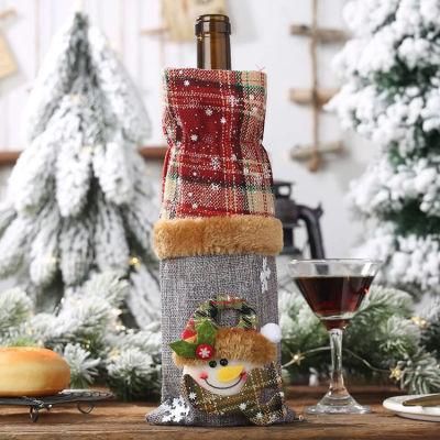 Christmas Items Personalized Plaid Gift Bottle Covers Bag Hessian Wine Bags Bulk