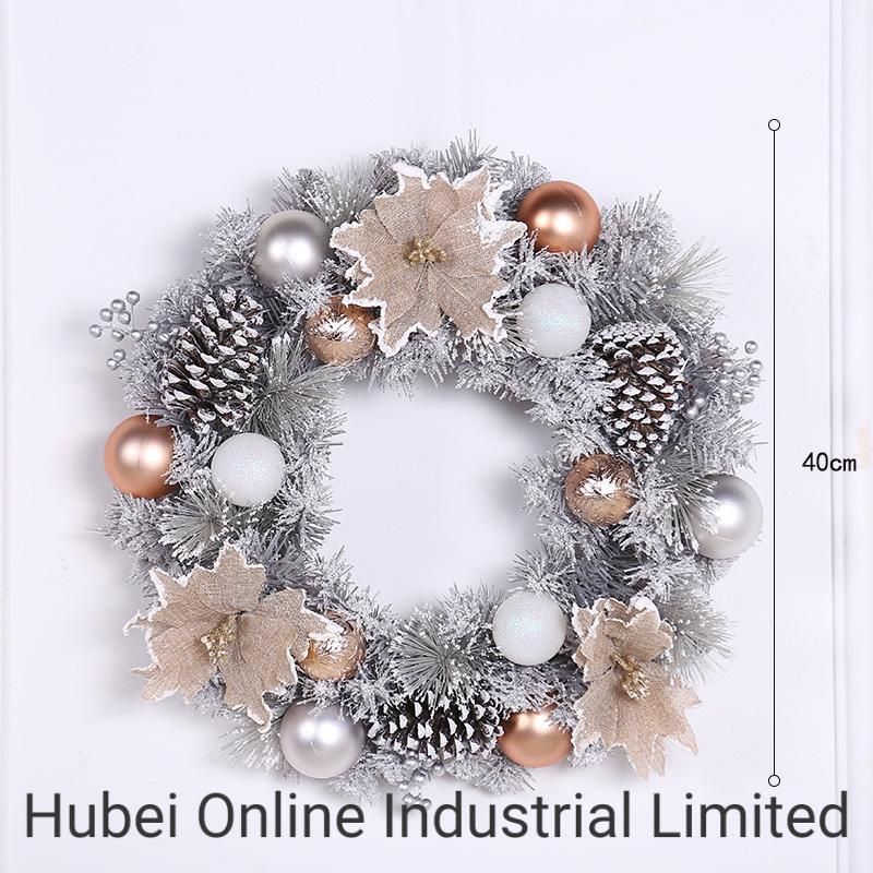 China Christmas Silver Wreath Decorative Wholesale Pine Christmas Wreath for Gifts Decoration