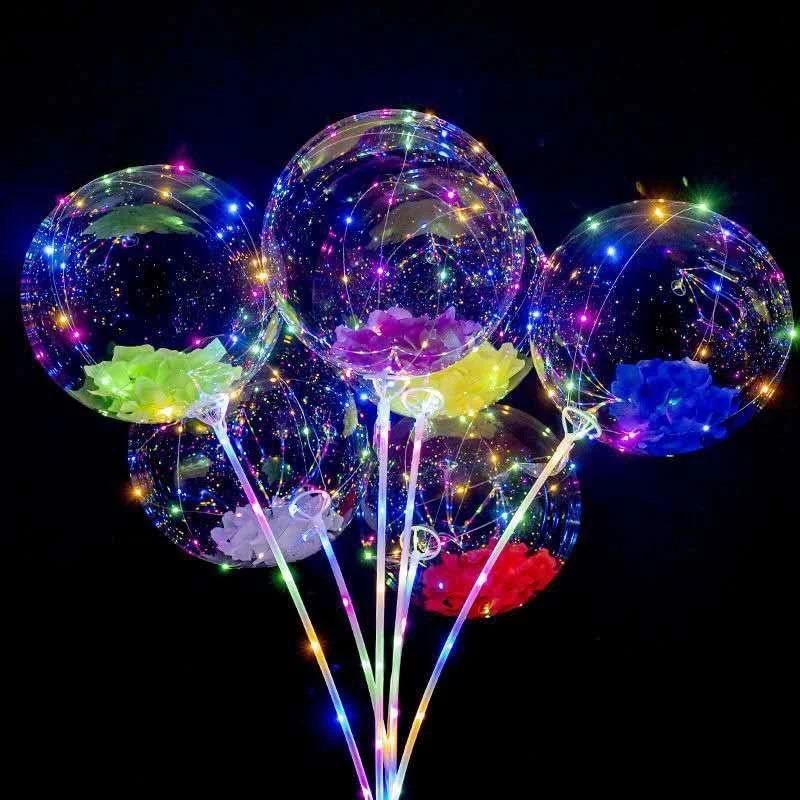 Color LED Bobo Bubble Light Glow Transparent Clear Balloon