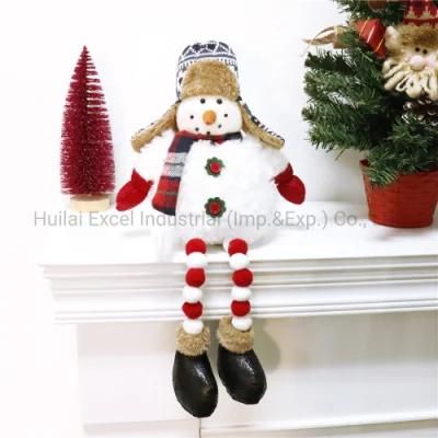Santa Claus with Long Legs Sitting Christmas Snowman Santa Dolls