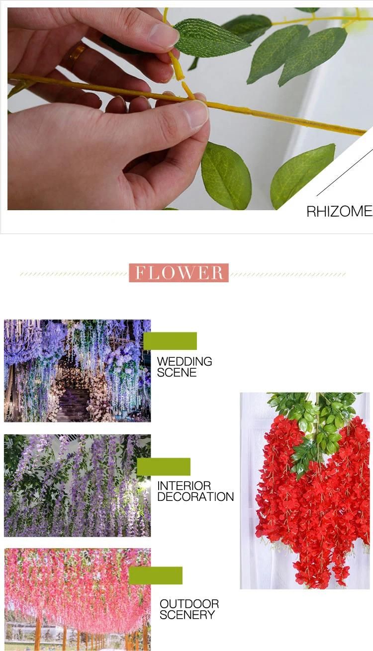 Artificial Hanging Wisteria Flowers Greenery Vines Silk Wisteria for Wedding