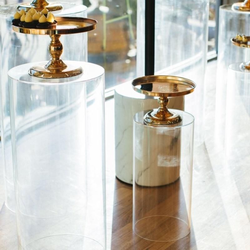 Wholesale Clear Perspex Round Pedestals Display Plinth for Wedding and Event Layout Decoration