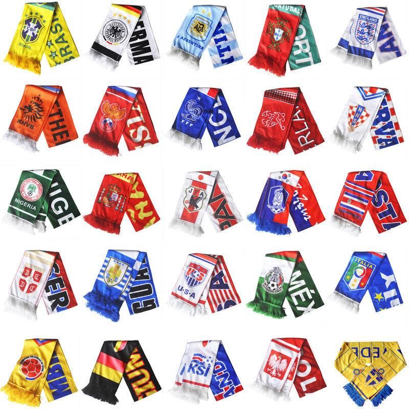 Polyester Satin Printing World Cup Sports Team Promotional Football Fans Scarf