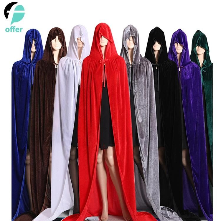 Hooded Cloak Long Velvet Vampire Halloween Costume Cape