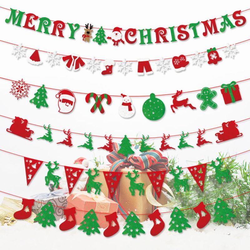 Merry Christmas Decorations Paper Banner Flags