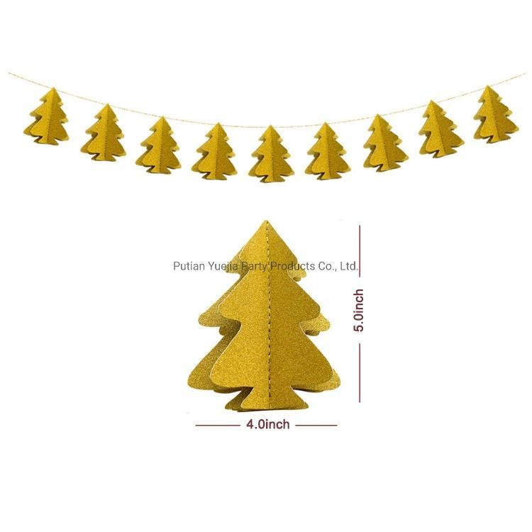 Merry Christmas Banner 3D Tree Garland Bunting Paper Lantern Foil Latex Balloon Decoration Set Party Supplies