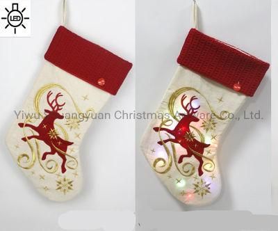 Christmas Stocking with Light for Holiday Wedding Party Decoration Supplies Hook Ornament Craft Gifts