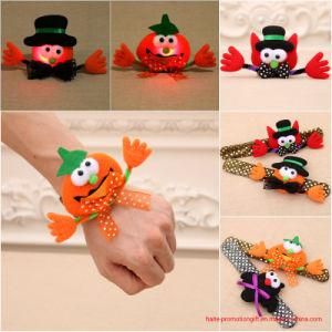 Halloween Decorations Toy Pumpkin Bat Ghost Pat Circle Children Hair Shiny Piece Hand Ring with Lamp Clasp Gift