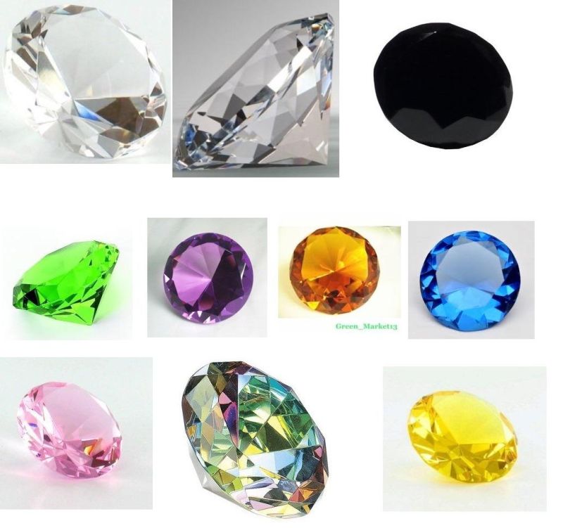 3" Diameter Diamond Shaped Crystal Glass Paperweight for Wedding or Gift