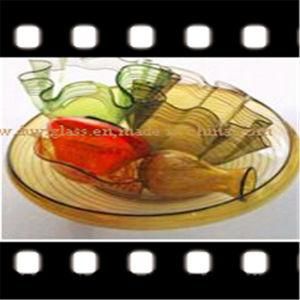 Multicolour Platter Glass Ornament for Home Decoration