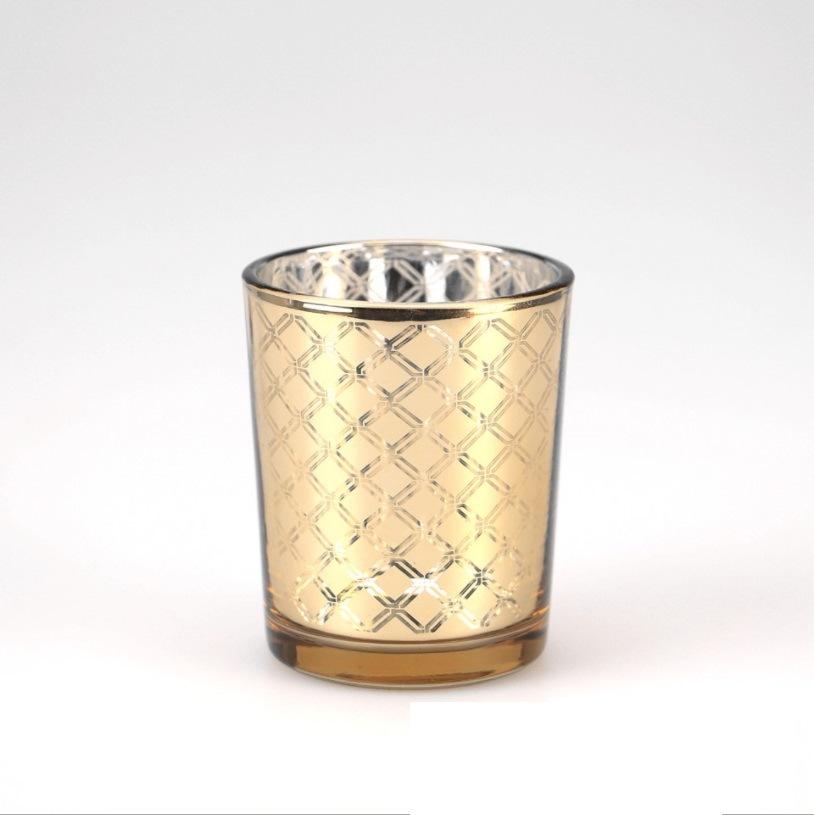 Iridescent Candle Vessel Electroplate Glass Candle Holder Wedding Candle Jars