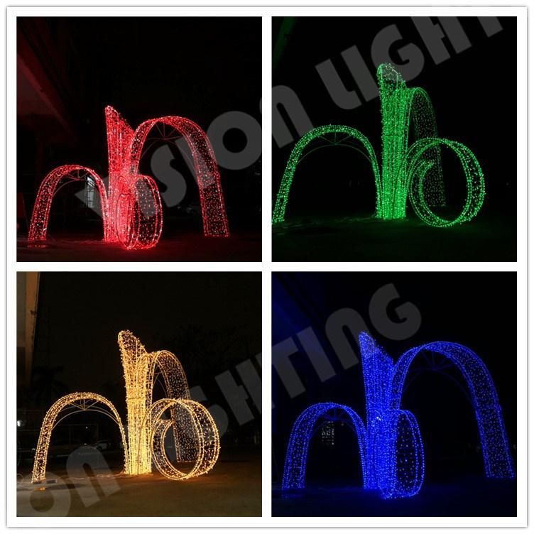 Outdoor Commercial 3D Christmas Decorative Golden Arch Motif Lights