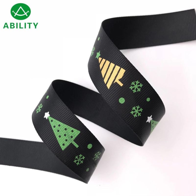 Wedding and Gift Packing Printing Christmas Grosgrain Ribbon Tape