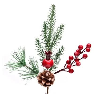 Natural Pine Cone Red Berry Christmas Floral Picks