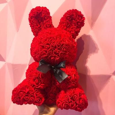 Amazon Easter Hare PE Flower Rose Easter Rabbit Girlfriend Gift Valentines Gift Rose Bunny Rose Bear China Manufacturer 45cm