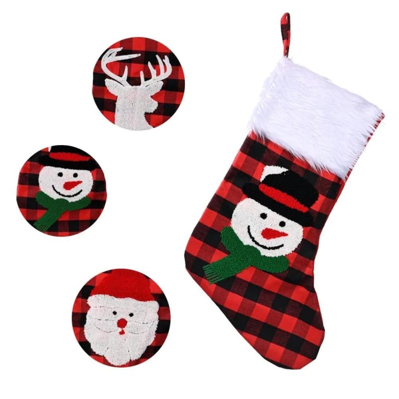 18" Christmas Stocking Classic Large Stockings Santa, Snowman, Reindeer Xmas Character for Family Holiday Christmas Party Decorations