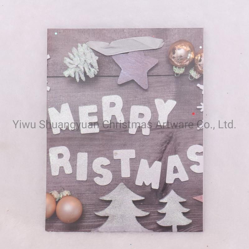 Christmas Paper Gift Bag with Merry for Holiday Wedding Party Decoration Supplies Hook Ornament Craft Gifts