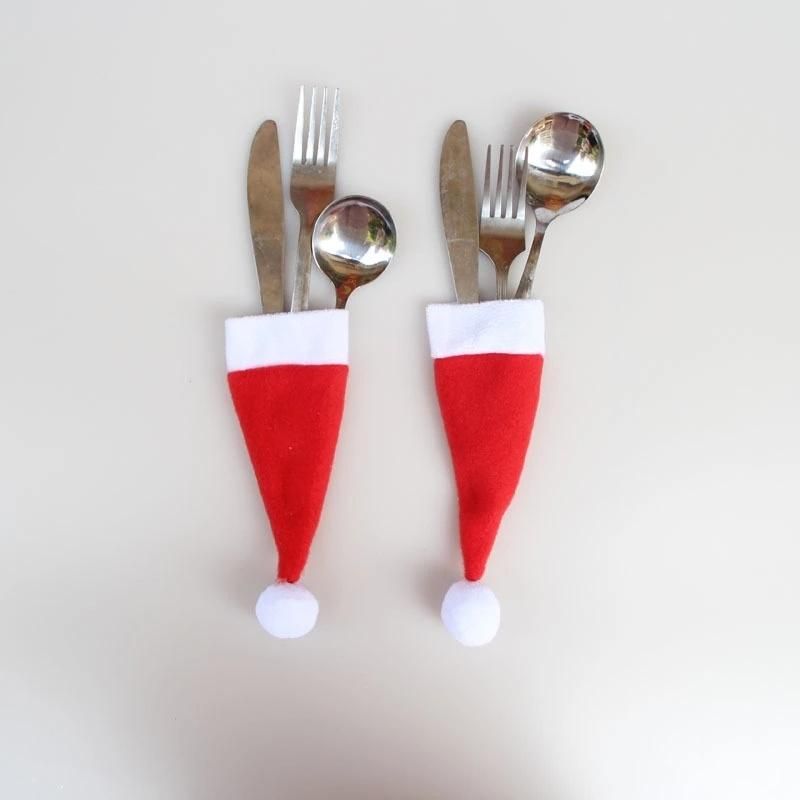 Cute Christmas Sequin Glove Forks Knives Holders Pockets Cutlery Cover for Xmas Party Decorations