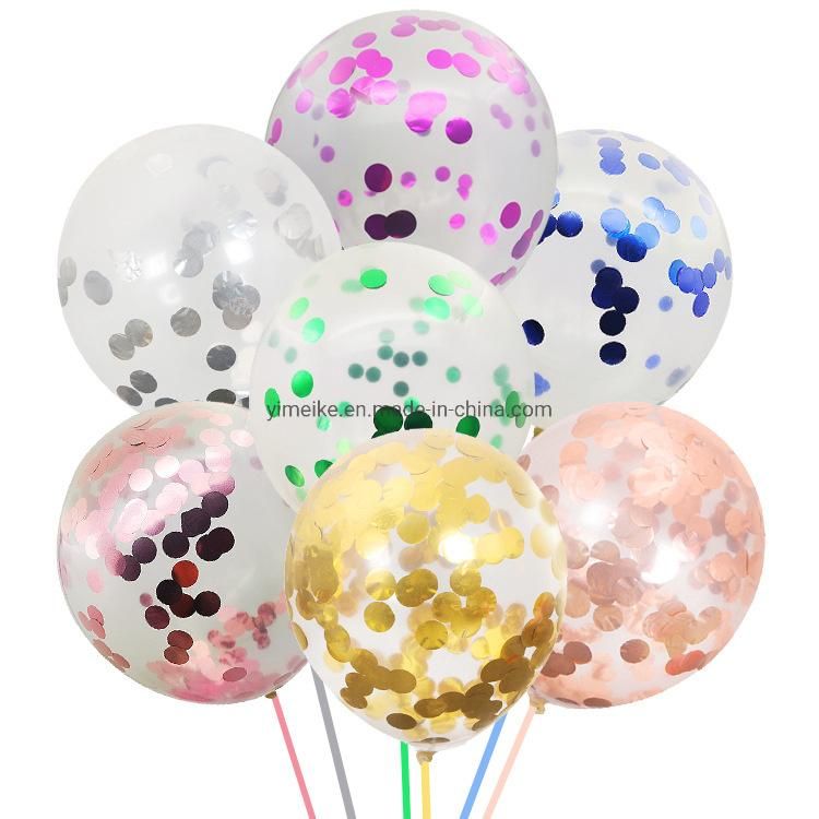 Wedding Holiday Decoration Magic Balloon 12" Sequin Paper Scraps Transparent Latex Balloon