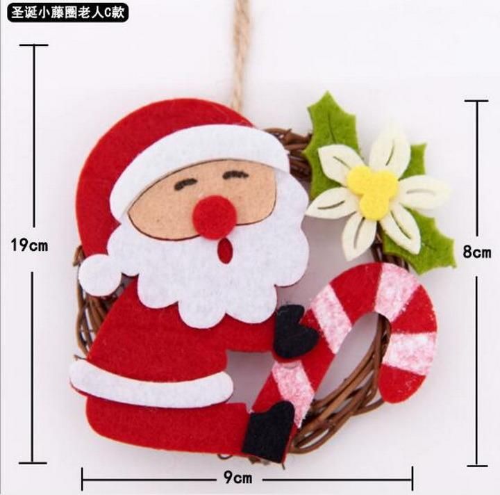 Christmas Ornament Santa Claus Snowman Rattan Hoop Pendant