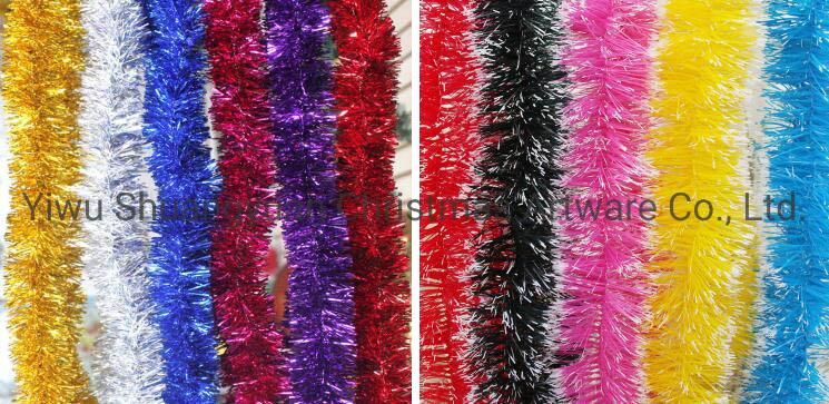 New Design Pet Material Tinsel Garland with Ornaments Decorate