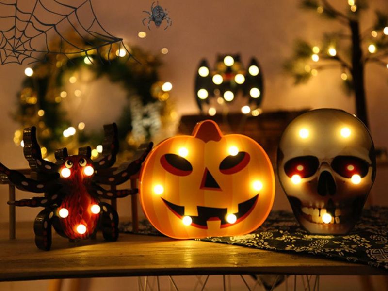 LED Halloween Lights Pumpkin Bat Ghost Decorations Lights