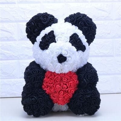 Wholesale White PE Foam Rose Flower Bear Rose Panda for Children Wedding Party Christmas Valentile&prime;s Day Festival Holiday Gift