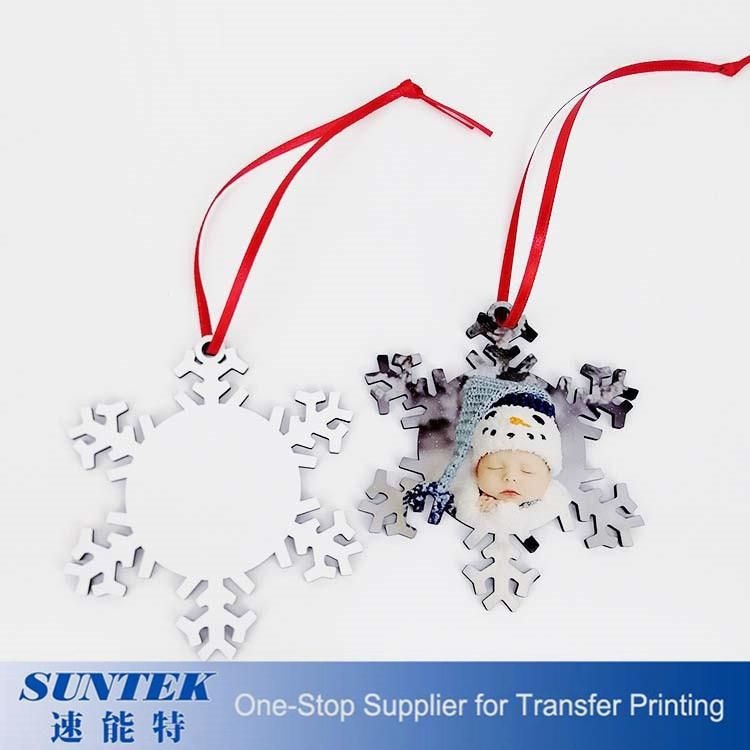 Merry Christmas Decorate Snowflake Shape Two Sided Hot Stamping Printing Sublimation Blanks Charms Pendant Photo Pendants