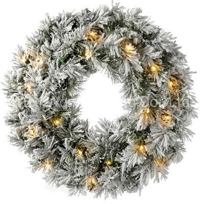 Snow Flocked Spruce Wreath Christmas Decoration