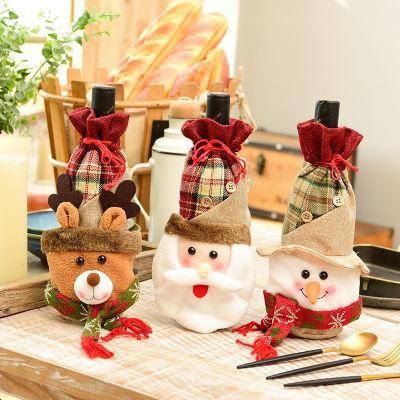 Amazon Wine Bottle Cover Embroidered Elderly Snowman Elk Red Wine Champagne Bottle Cover Household Supplies Christmas Supplies