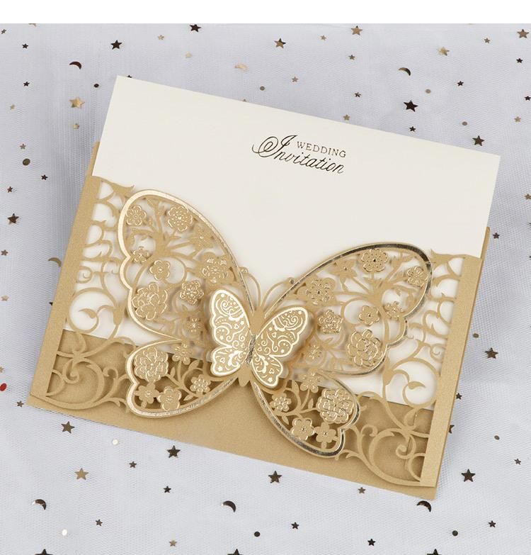 Fancy Butterfly Laser Cut Wedding Invitations Cards with Envelope