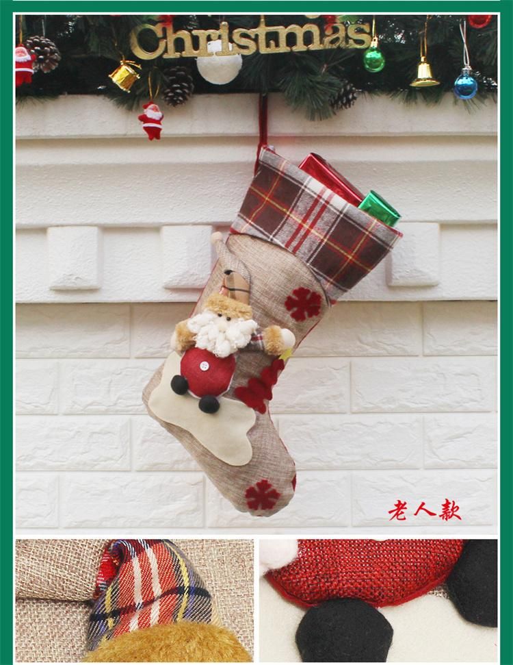 Wholesale Cotton Christmas Decorations New Year Gifts Santa Snowman Elk Socks Christmas Gift Bag for Kids
