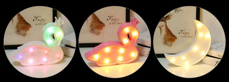 LED Marquee Sign Lights Flamingo Cactus Table Lamp