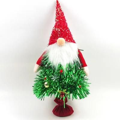 Gnome Doll Ornaments Green Tinsel Tree New Design Home Decoration